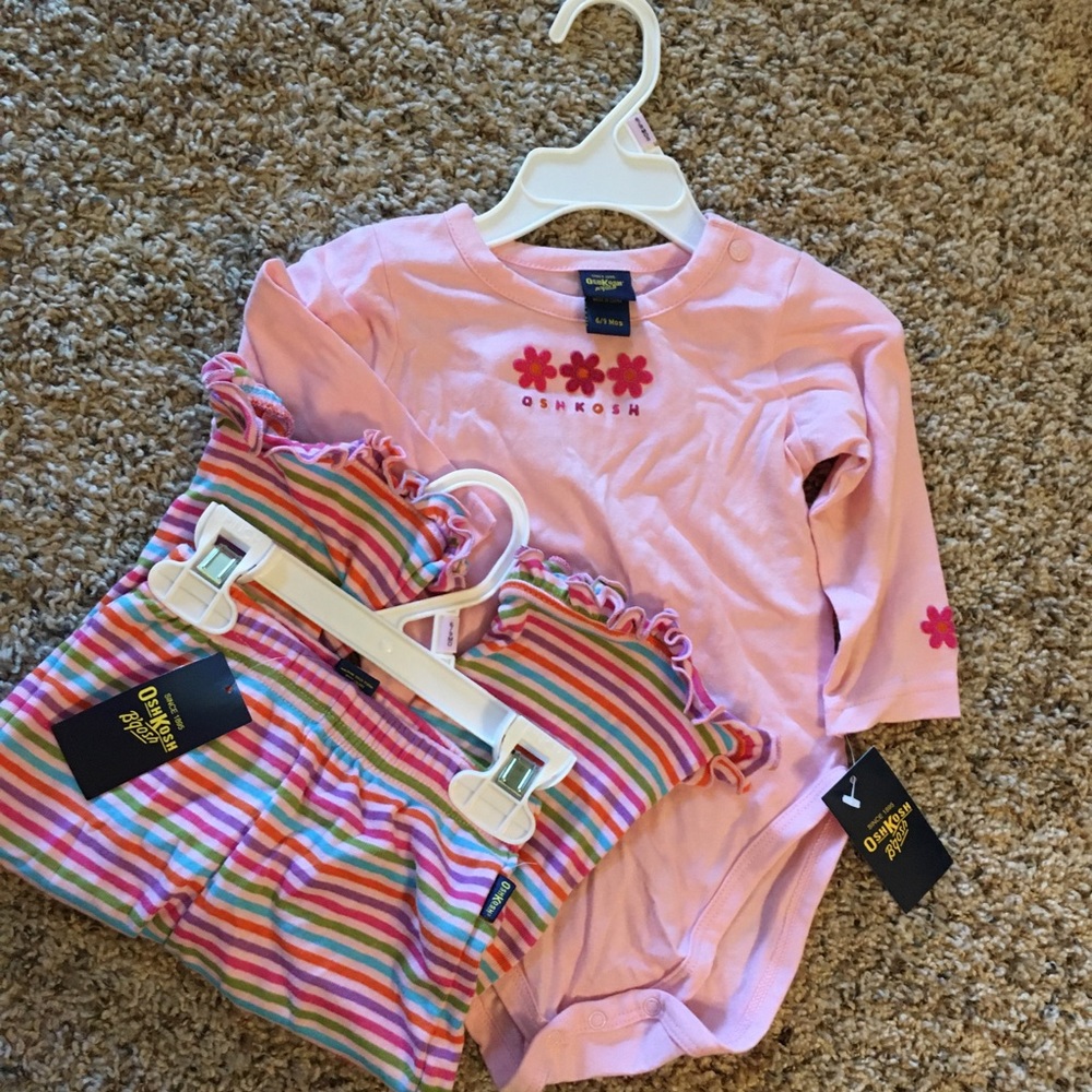Oshkosh B’Gosh Pink Floral Top & Stripe Ruffles